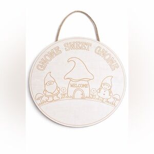 Gnome Sweet Gnome Round Wood Wall Sign 18.9” Farmhouse Spring Decor Hobby Lobby